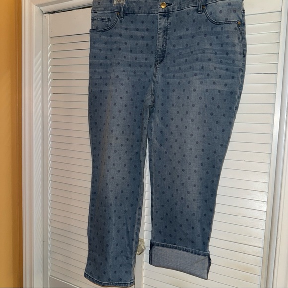 Chico's Blue Polka Dot Cropped Jeans - Picture 2 of 12